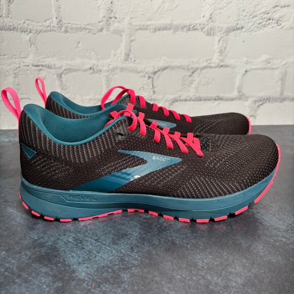 Brooks Revel 5 Running Shoes Athletic Black Blue Pink Women's 9 - Picture 2 of 9